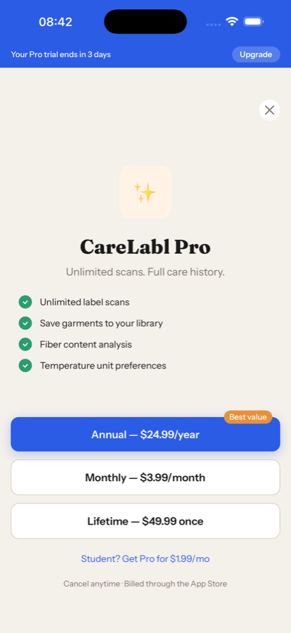 Pro pricing — monthly, annual, and lifetime options